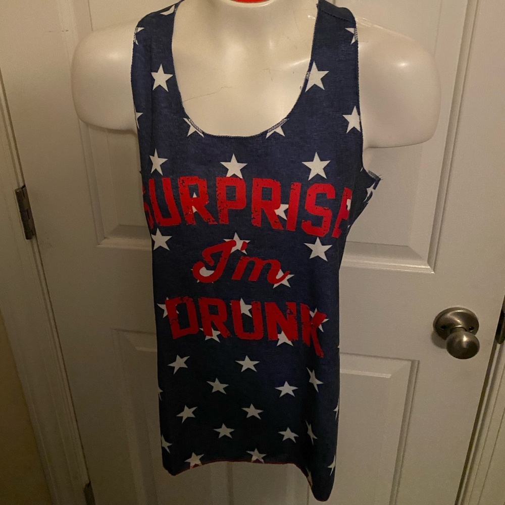 Surprise I'm Drunk Tank Top Women S patriotic gift funny Red White Blue Shirt